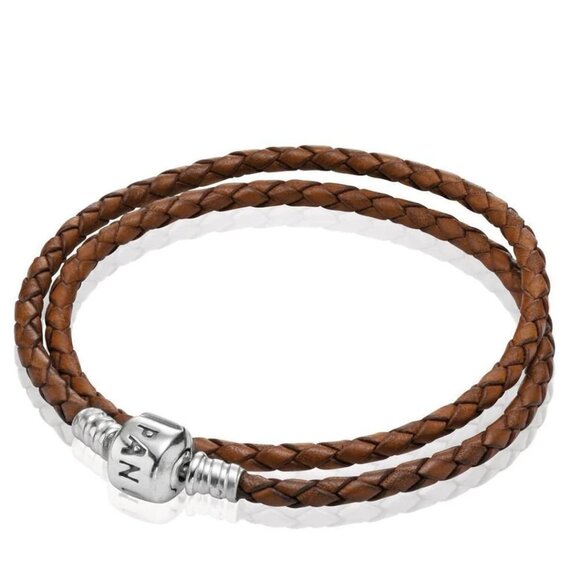 Pandora Jewelry - PANDORA Official Moments Double Wrap Brown Leather Charm Bracelet‎ 6-6.5"